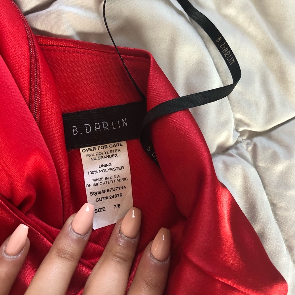 One shoulder bow red mini dress - Picture 2 of 3